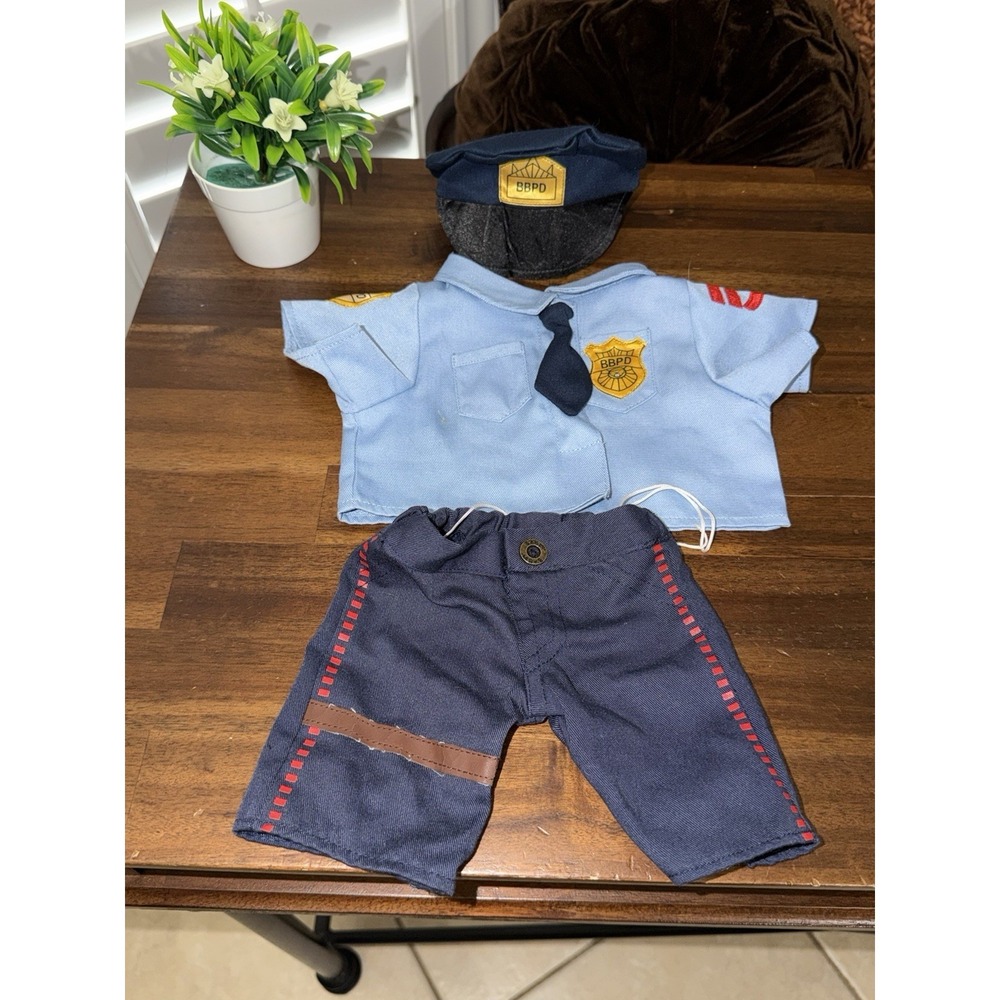 Build A Bear Blue Police Cop Patrol Uniform Costume Pants Shirt Teddy Set - READ